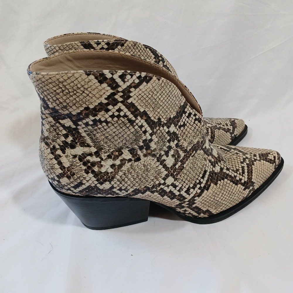 Zara V-Vamp Cowboy Snake Print Ankle Boots Size: 36
